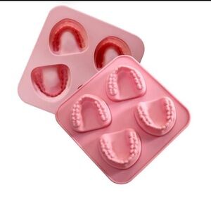 Pink Novelty Teeth Ice Cube Tray - Silicone Mold for Parties